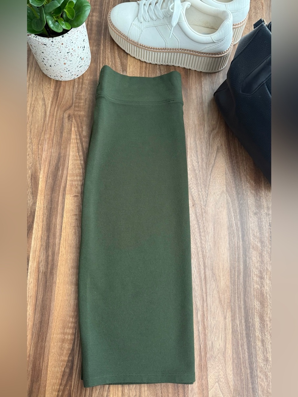 Dark Olive Green Pencil Skirt